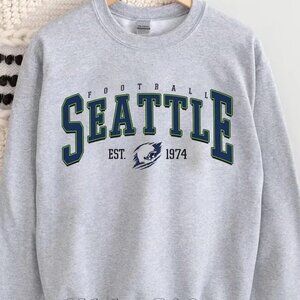 Seattle Seahawks Football Sweatshirt, Retro Crewneck